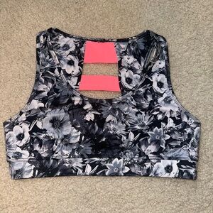 90 Degree By Reflex Floral Sports Bra with Pink Accents
